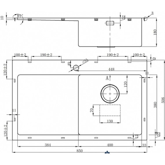 Кухонная мойка Oulin OL-FTR102R 1,2 мм, нержавеющая сталь фото 5