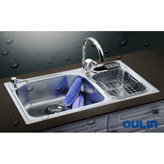 Кухонная мойка Oulin OL-H9818 0,8 мм, нержавеющая сталь фото 6