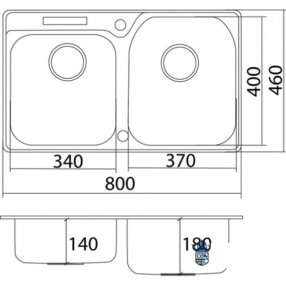 Кухонная мойка Oulin OL-H9910 0,8 мм, нержавеющая сталь фото 7