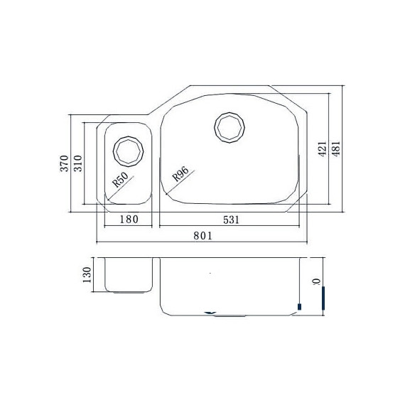 Кухонная мойка Oulin OL-U601 1,2 мм, нержавеющая сталь фото 5