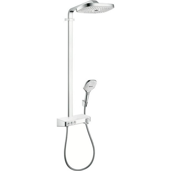 Душевая стойка с термостатом Hansgrohe Raindance Select E 300 Showerpipe 27127400, белый/хром фото 