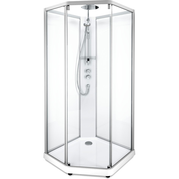 Душевая кабина IDO Showerama 10-5 100х100 см, алюминий/прозрачное фото 