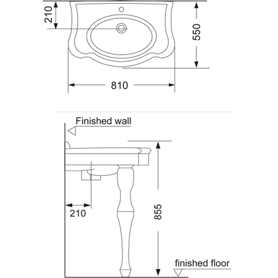 Раковина подвесная Creo Ceramique Orleans 81 см OR3300 фото 2
