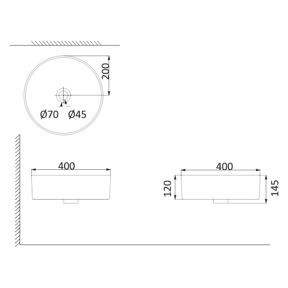 Раковина-чаша Creo Ceramique 40 см PAU PU3100 - 2 Раковина-чаша Creo Ceramique 40 см PAU PU3100 фото 2