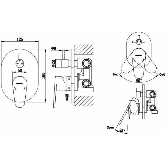 Смеситель для ванны Bravat Eler FB848238CP-3-RUS, хром - 2 Смеситель для ванны Bravat Eler FB848238CP-3-RUS, хром фото 2