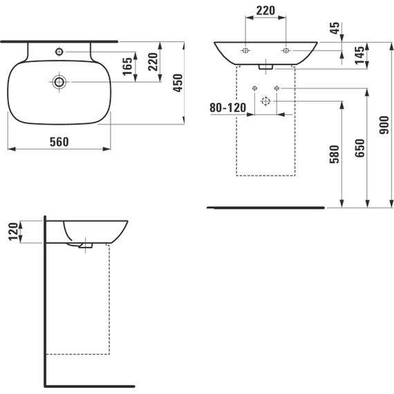 Раковина подвесная Laufen INO 56 см 8.1030.2.000.104.1 - 5 Раковина подвесная Laufen INO 56 см 8.1030.2.000.104.1 фото 5