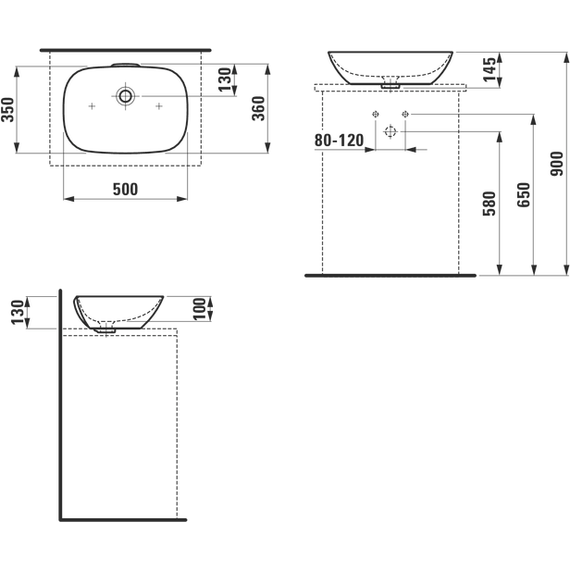 Раковина-чаша Laufen INO 50 см 8.1230.2.000.109.1 - 6 Раковина-чаша Laufen INO 50 см 8.1230.2.000.109.1 фото 6
