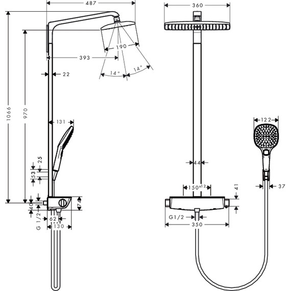 Душевая стойка Hansgrohe Raindance Select 360 Showerpipe 27112000 - 2 Душевая стойка Hansgrohe Raindance Select 360 Showerpipe 27112000 фото 2