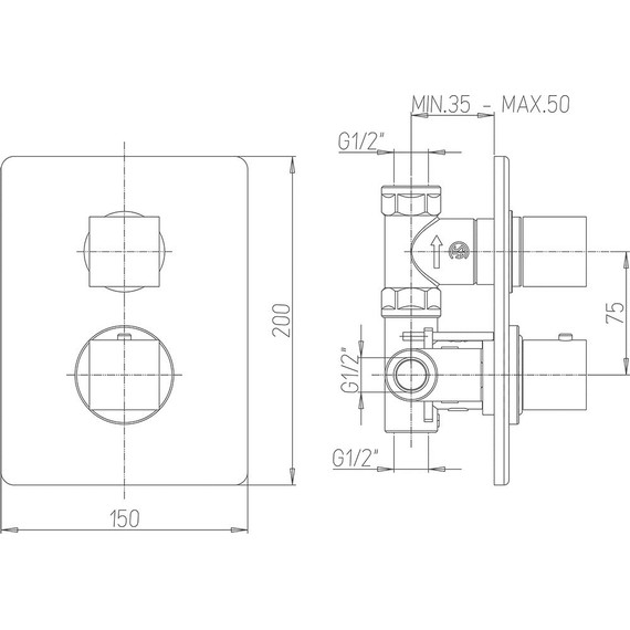 Смеситель для душа с термостатом Paini Dax 84CR690TH, хром - 3 Смеситель для душа с термостатом Paini Dax 84CR690TH, хром фото 3