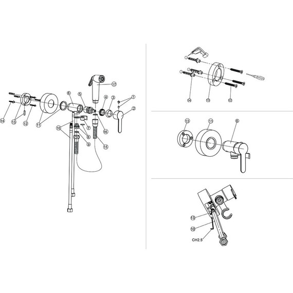 Набор для гигиенического душа Paini Aosta 92CR304KM (Наружный монтаж) - 2 Набор для гигиенического душа Paini Aosta 92CR304KM (Наружный монтаж) фото 2