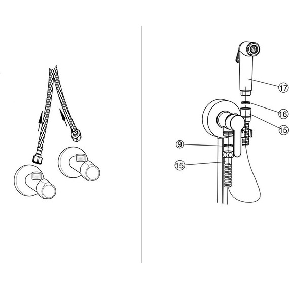 Набор для гигиенического душа Paini Aosta 92CR304KM (Наружный монтаж) - 3 Набор для гигиенического душа Paini Aosta 92CR304KM (Наружный монтаж) фото 3