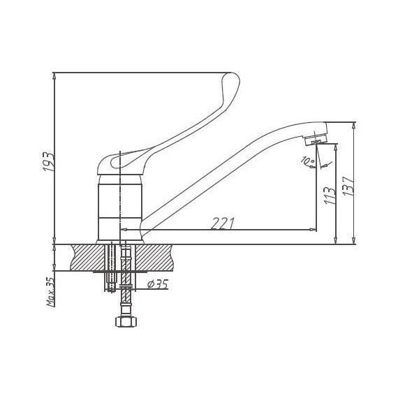 Смеситель для кухни с локтевой (хирургической) ручкой Haiba HB4254 - 2 Смеситель для кухни с локтевой (хирургической) ручкой Haiba HB4254 фото 2