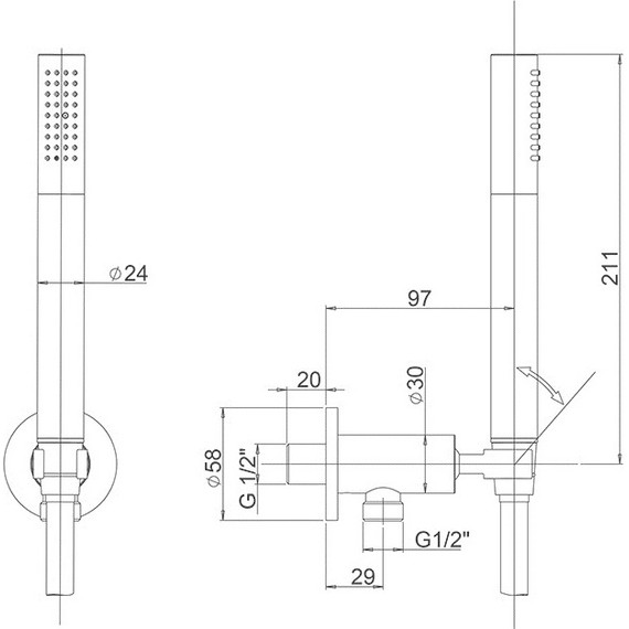 Душевой гарнитур Paini 53CR440TP4 - 2 Душевой гарнитур Paini 53CR440TP4 фото 2
