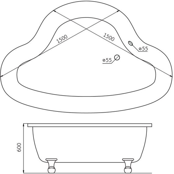 Ванна акриловая BelBagno BB07 150х150 см фото 4