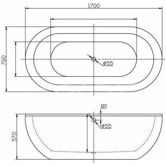 Ванна отдельностоящая BelBagno BB13-1700 170х79 см, Размер - мм: 1700х800 - 3 Ванна отдельностоящая BelBagno BB13-1700 170х79 см, Размер - мм: 1700х800 фото 3