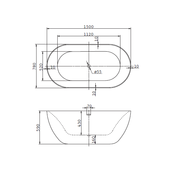 Ванна отдельностоящая BelBagno BB27 150х78 см фото 3