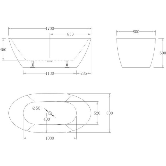 Ванна отдельностоящая BelBagno BB77-1700-W0 170х80 см фото 3