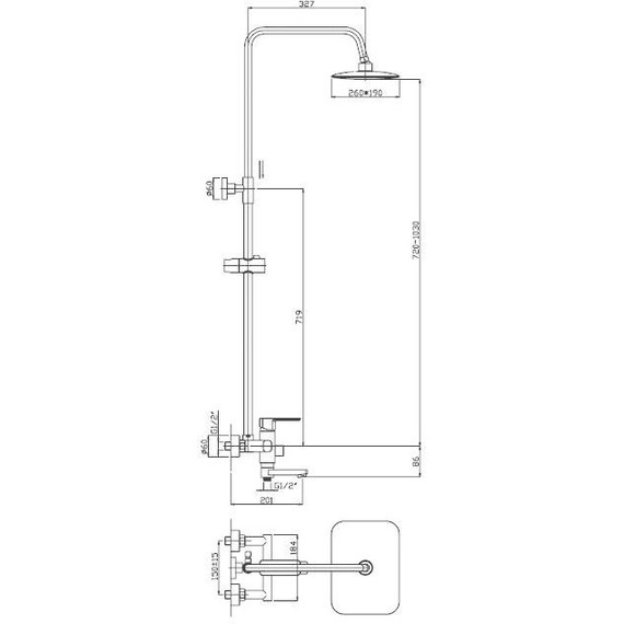 Душевая стойка с поворотным изливом Haiba HB2402 хром фото 6