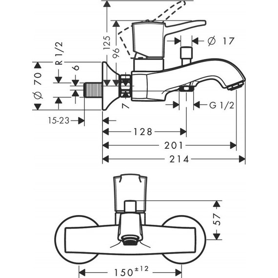Смеситель для ванны Hansgrohe Metropol 31340000 фото 2