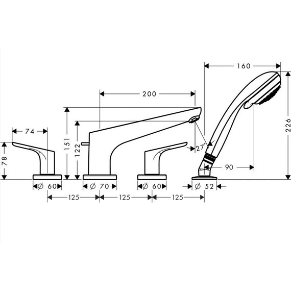 Смеситель для ванны Hansgrohe Focus 31936000 фото 3
