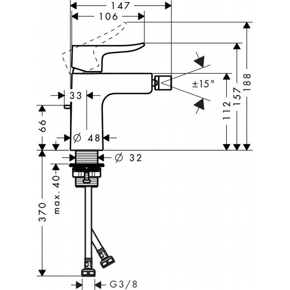 Смеситель для биде Hansgrohe Metris 31280000 фото 5