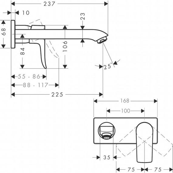 Смеситель для раковины настенный Hansgrohe Metris 31086000 - 8 Смеситель для раковины настенный Hansgrohe Metris 31086000 фото 8