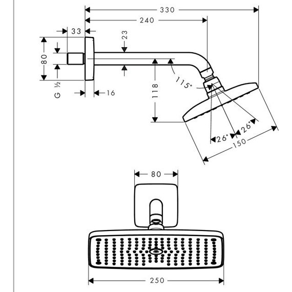 Верхний душ Hansgrohe Raindance E 240 AIR 1jet 27370000 фото 2