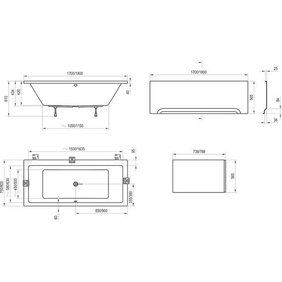 Ванна акриловая Ravak Formy 01 170х75 см C691000000, Размер - мм: 1700х750 - 11 Ванна акриловая Ravak Formy 01 170х75 см C691000000, Размер - мм: 1700х750 фото 11
