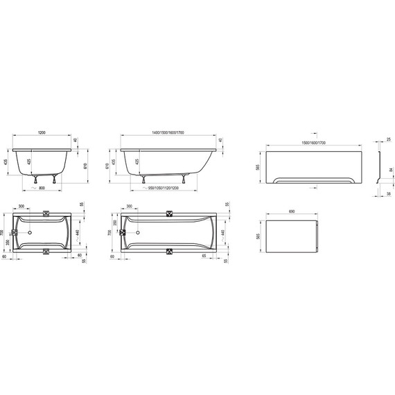 Ванна акриловая Ravak Classic 160х70 см C531000000, Размер - мм: 1600х700 фото 10