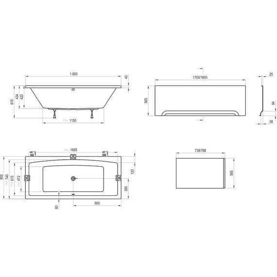 Ванна акриловая Ravak Formy 02 180х80 см C891000000, Размер - мм: 1800х800 фото 9