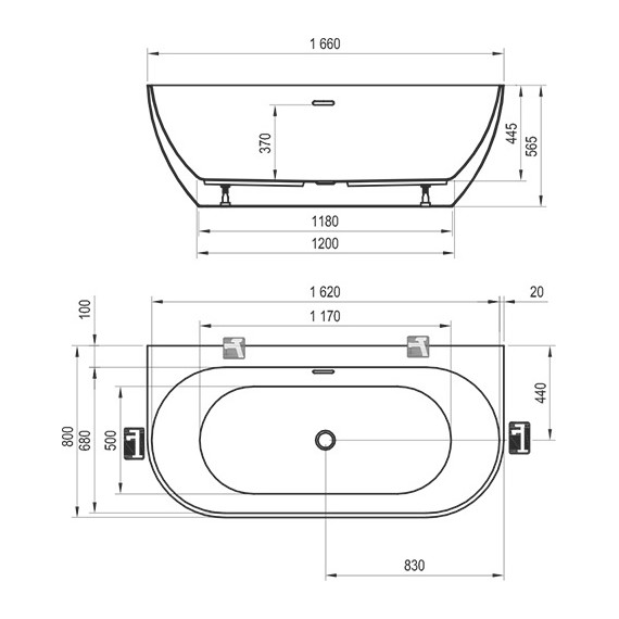 Ванна акриловая Ravak Freedom W 165х80 см XC00100024, Размер - мм: 1650х800 фото 6