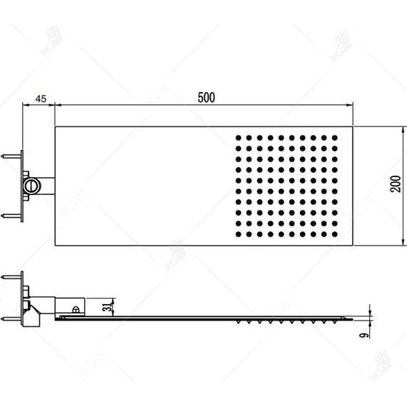 Верхний душ RGW SP-63 21140363-01(200х500 мм) латунь фото 2