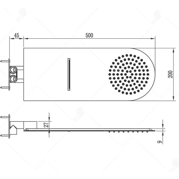 Верхний душ RGW SP-62 21140362-01(200х500 мм) латунь фото 2