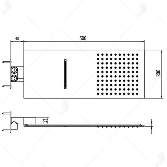 Верхний душ RGW SP-64 21140364-01(200х500 мм) латунь фото 2