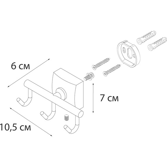 Тройной крючок Fixsen Kvadro FX-61305C - 3 Тройной крючок Fixsen Kvadro FX-61305C фото 3