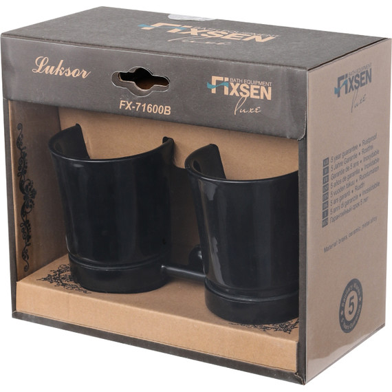 Стакан двойной Fixsen Luksor FX-71607B, цвет черный - 2 Стакан двойной Fixsen Luksor FX-71607B, цвет черный фото 2