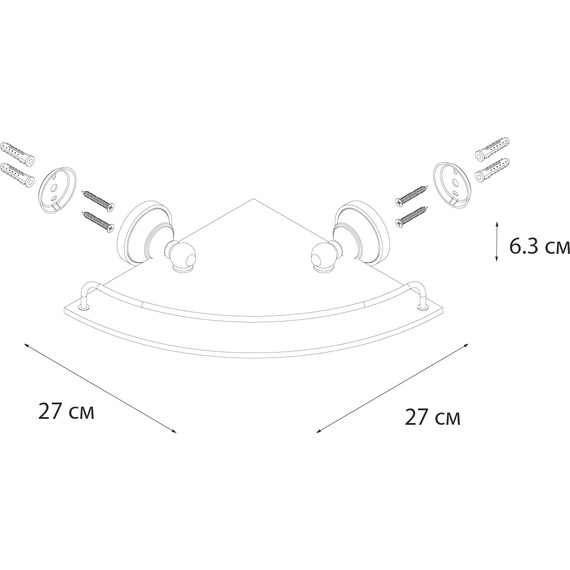 Стеклянная полка Fixsen Bogema FX-78503A 25 см фото 3