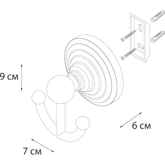 Двойной крючок Fixsen Retro FX-83805, цвет бронза - 3 Двойной крючок Fixsen Retro FX-83805, цвет бронза фото 3