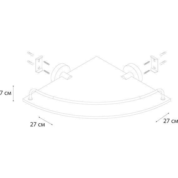 Стеклянная полка Fixsen Modern FX-51503A 25 см, сатин - 3 Стеклянная полка Fixsen Modern FX-51503A 25 см, сатин фото 3