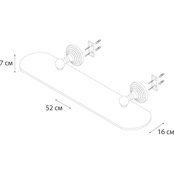 Стеклянная полка Fixsen Retro FX-83803 50 см, цвет бронза - 3 Стеклянная полка Fixsen Retro FX-83803 50 см, цвет бронза фото 3
