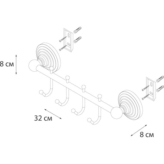 Набор крючков Fixsen Retro FX-83805-4, цвет бронза фото 3