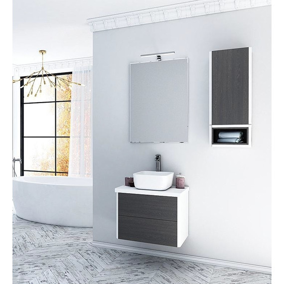 Тумба подвесная со столешницей Акватон Брук 60 см 1A201901BCDF0, белый/дуб феррара фото 2