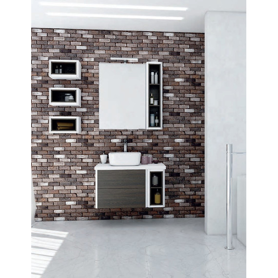 Тумба подвесная со столешницей Акватон Брук 60 см 1A201901BCDF0, белый/дуб феррара фото 3