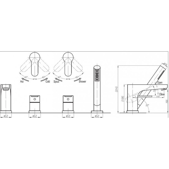 Смеситель для ванны Cezares Laconico C-BVDM-01, Цвет производителя: хром - 2 Смеситель для ванны Cezares Laconico C-BVDM-01, Цвет производителя: хром фото 2