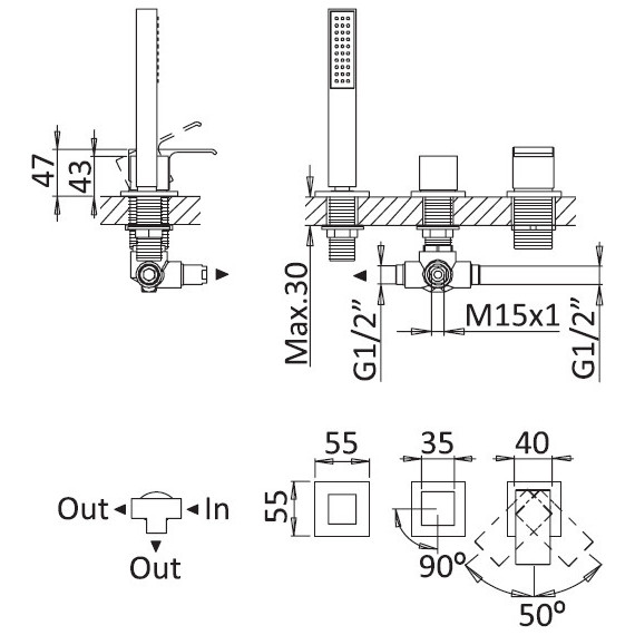 Смеситель для ванны Cezares PORTA-BVDM3-01, Цвет производителя: хром - 2 Смеситель для ванны Cezares PORTA-BVDM3-01, Цвет производителя: хром фото 2