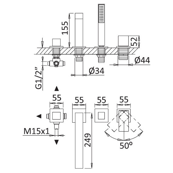 Смеситель для ванны Cezares Porta BVDM4-01, Цвет производителя: хром фото 2