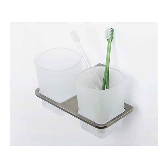 Стакан двойной для зубных щеток WasserKraft Exter K-5228D, цвет светлая бронза - 2 Стакан двойной для зубных щеток WasserKraft Exter K-5228D, цвет светлая бронза фото 2