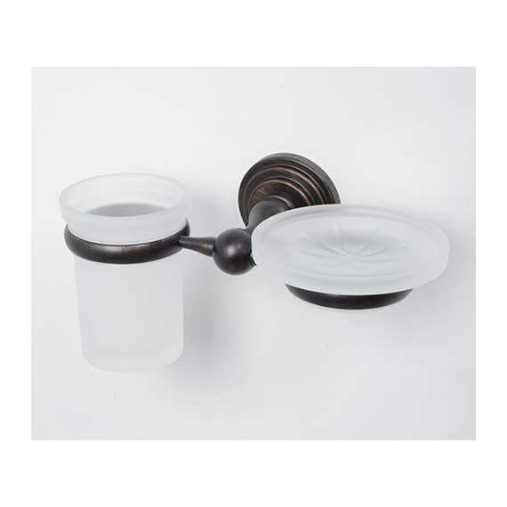 Стакан с мыльницей WasserKraft Isar K-7326, цвет тёмная бронза фото 2