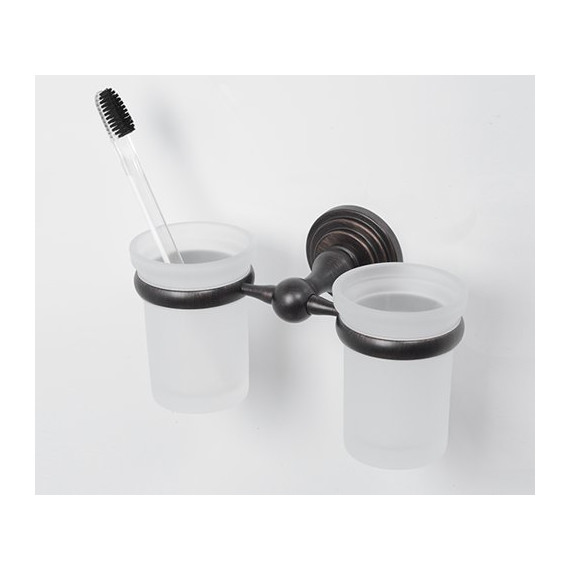 Стакан двойной для зубных щеток WasserKraft Isar K-7328D, цвет тёмная бронза фото 2