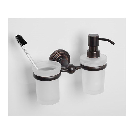 Дозатор для жидкого мыла со стаканом WasserKraft Isar K-7389, цвет тёмная бронза фото 2